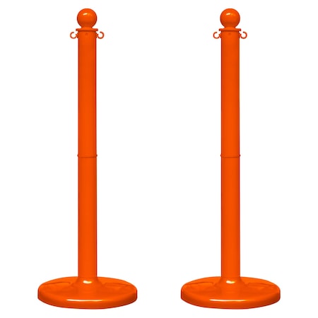 Mr. Chain Safety Orange Medium Duty Stowable Stanchion, 2PK 93712-2